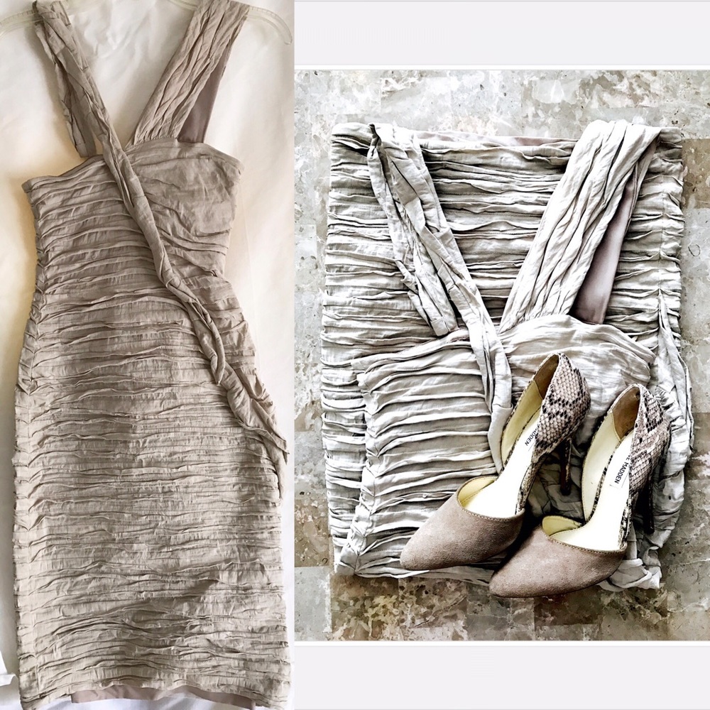 Nicole Miller ruched asymmetrical dress